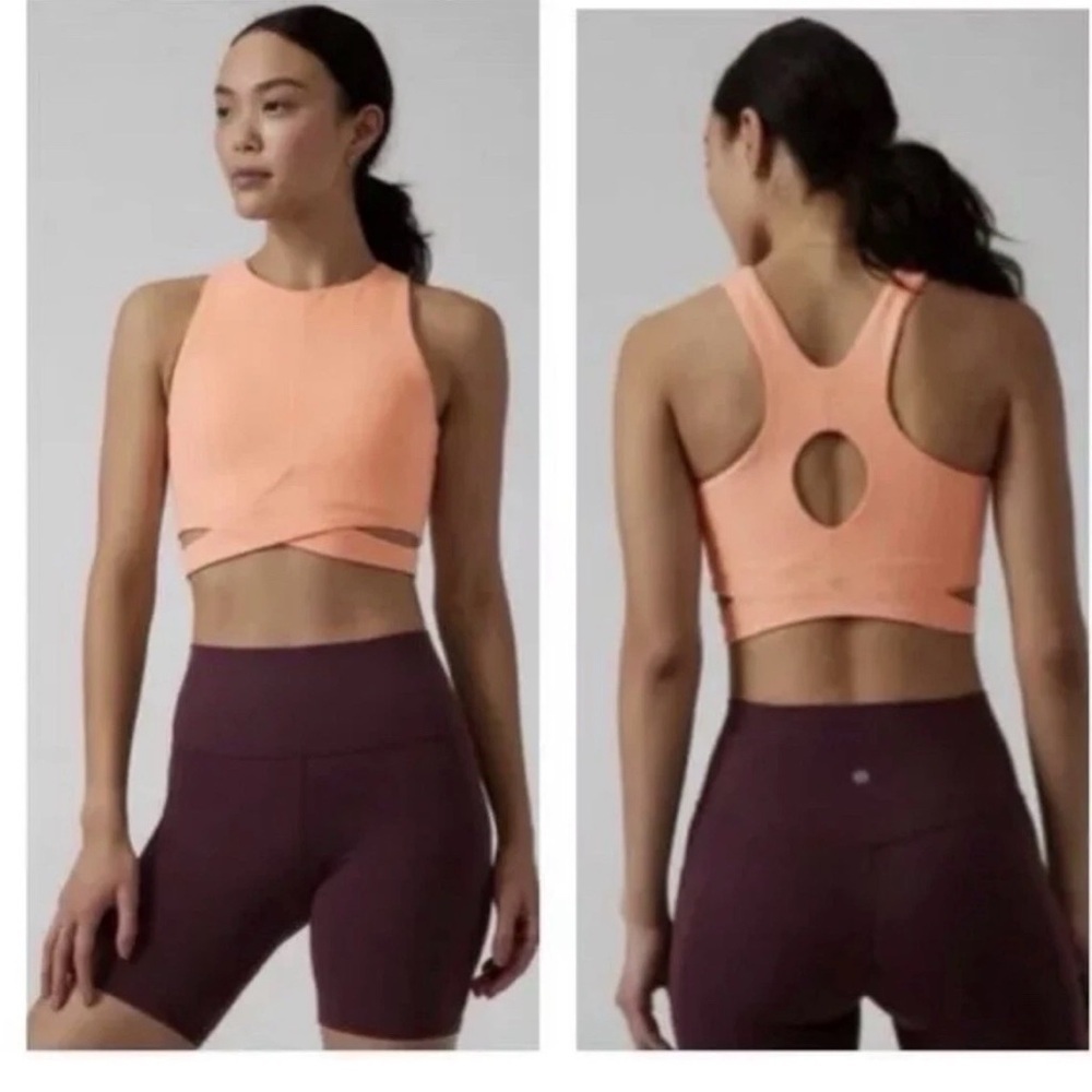Athleta Peach Conscious Cut Out Crop Bra Top